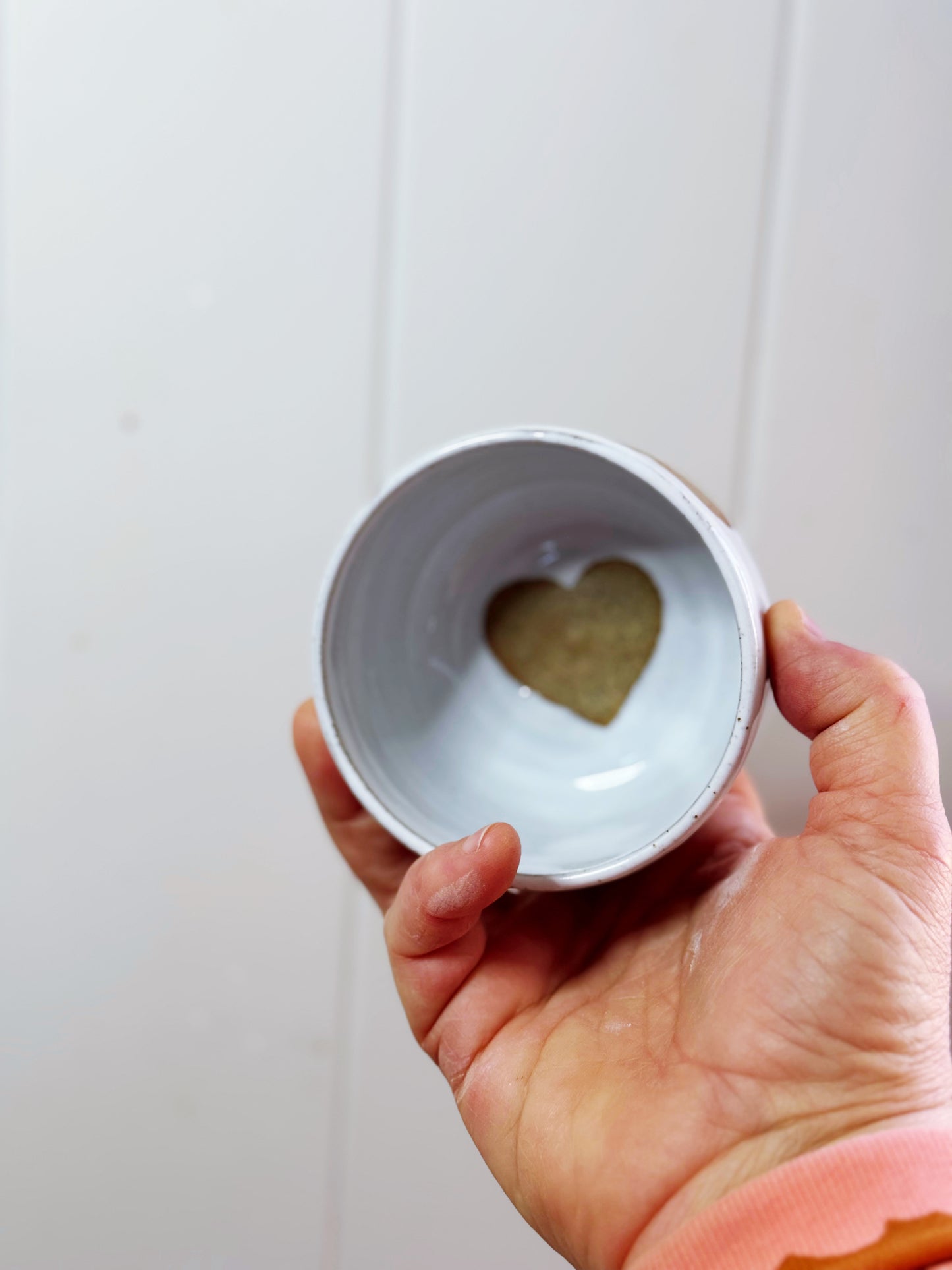Raw love heart stoneware coffee bowl