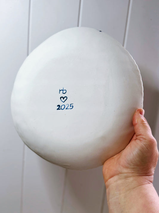 Handpainted lady with olive branches porcelain platter