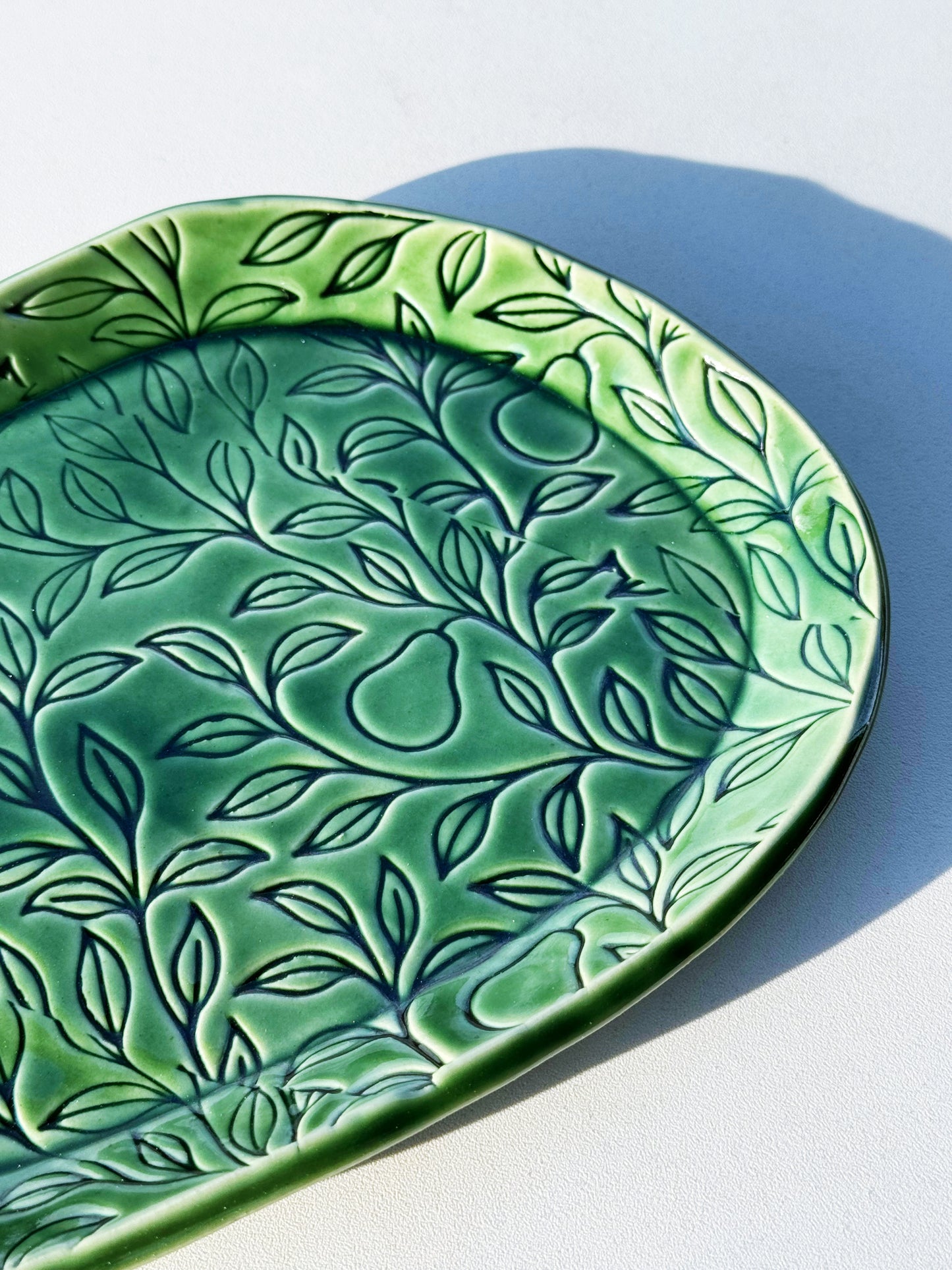 Pear print oblong serving dish