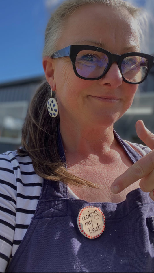 Doing my Best porcelain brooch