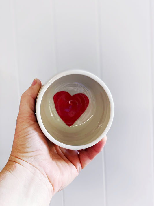 Red Love Heart stoneware coffee bowl