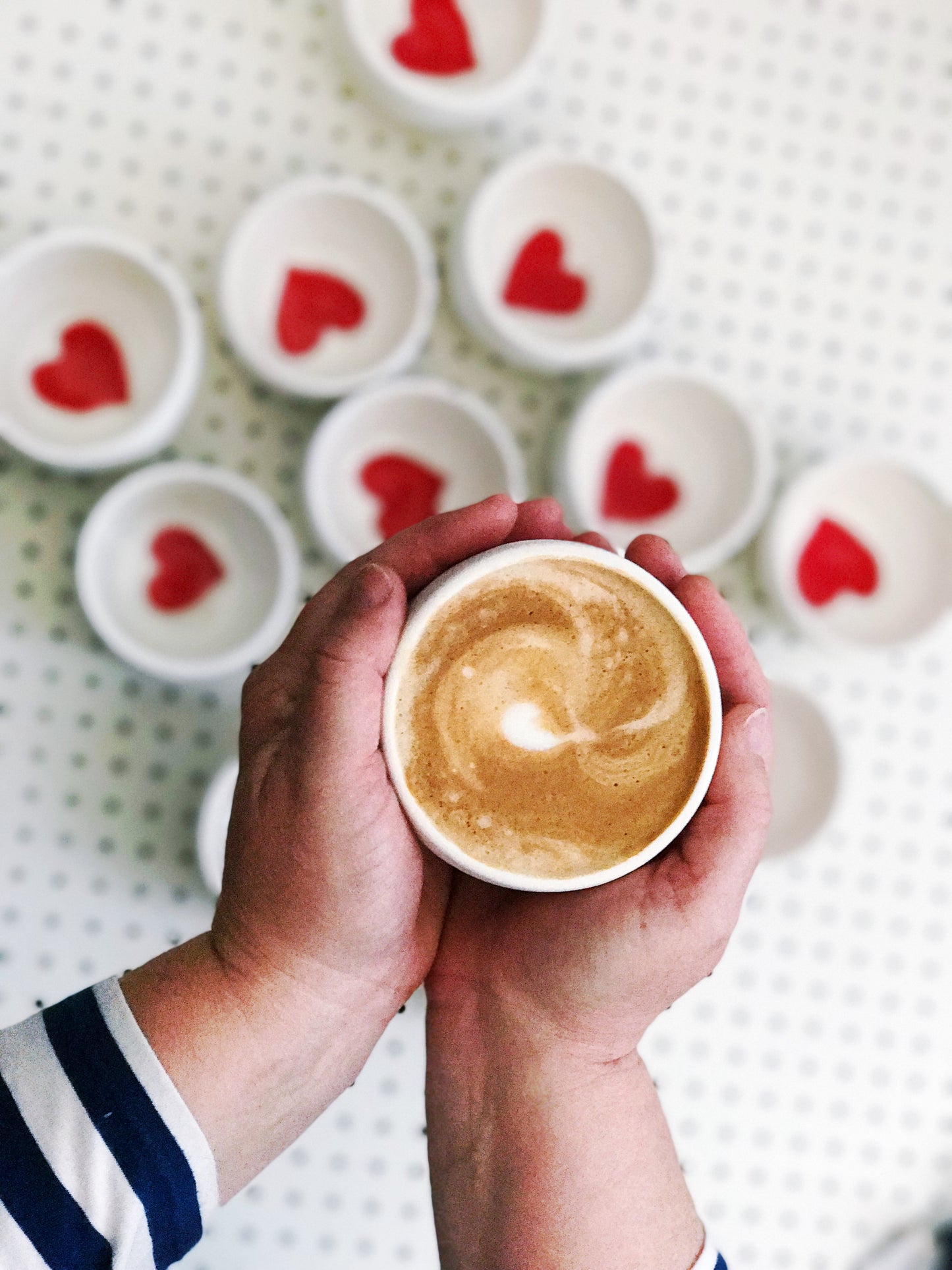 Red Love Heart stoneware coffee bowl