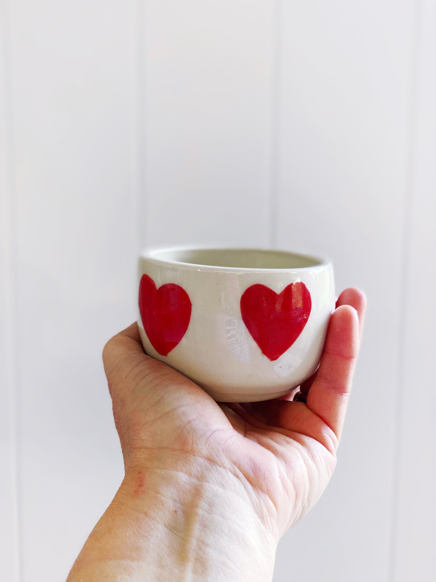 Red Love Heart stoneware coffee bowl