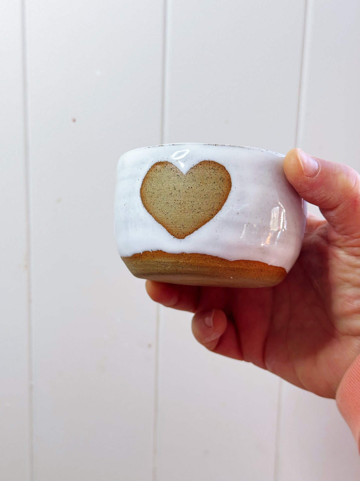 Raw love heart stoneware coffee bowl