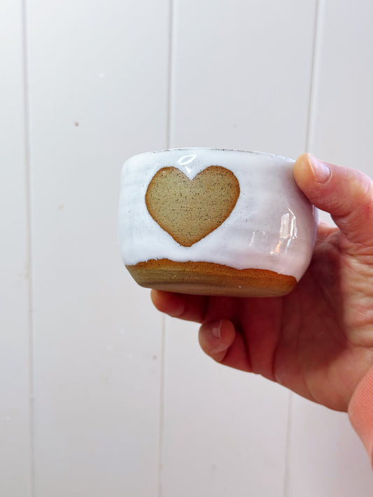 Raw love heart stoneware coffee bowl