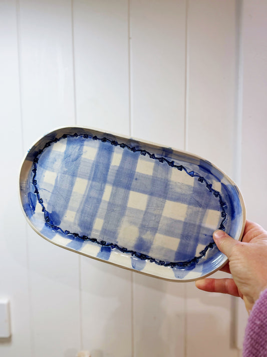 Gingham love heart Serving platter