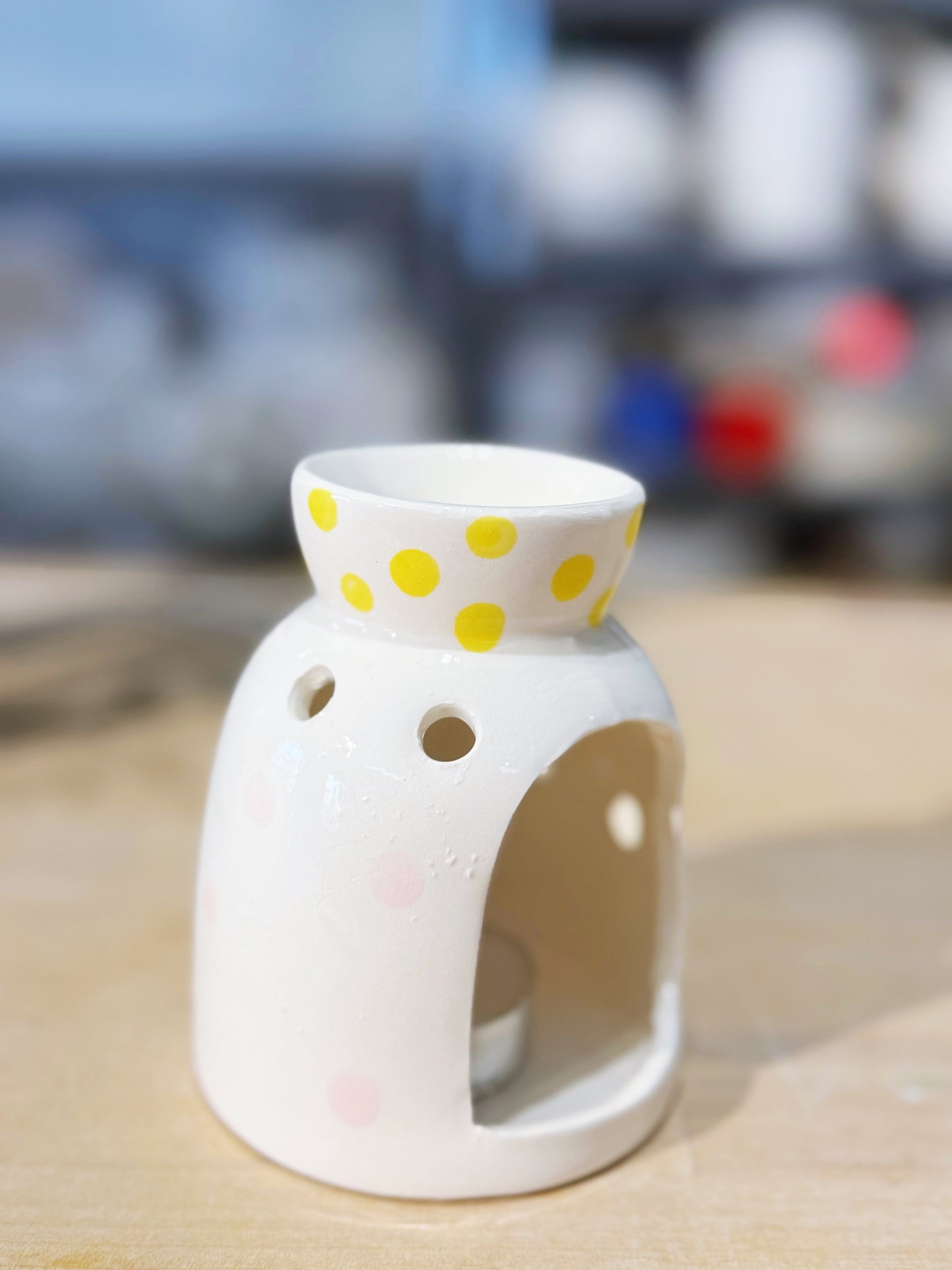 Pink & Yellow polka dot Oil burner