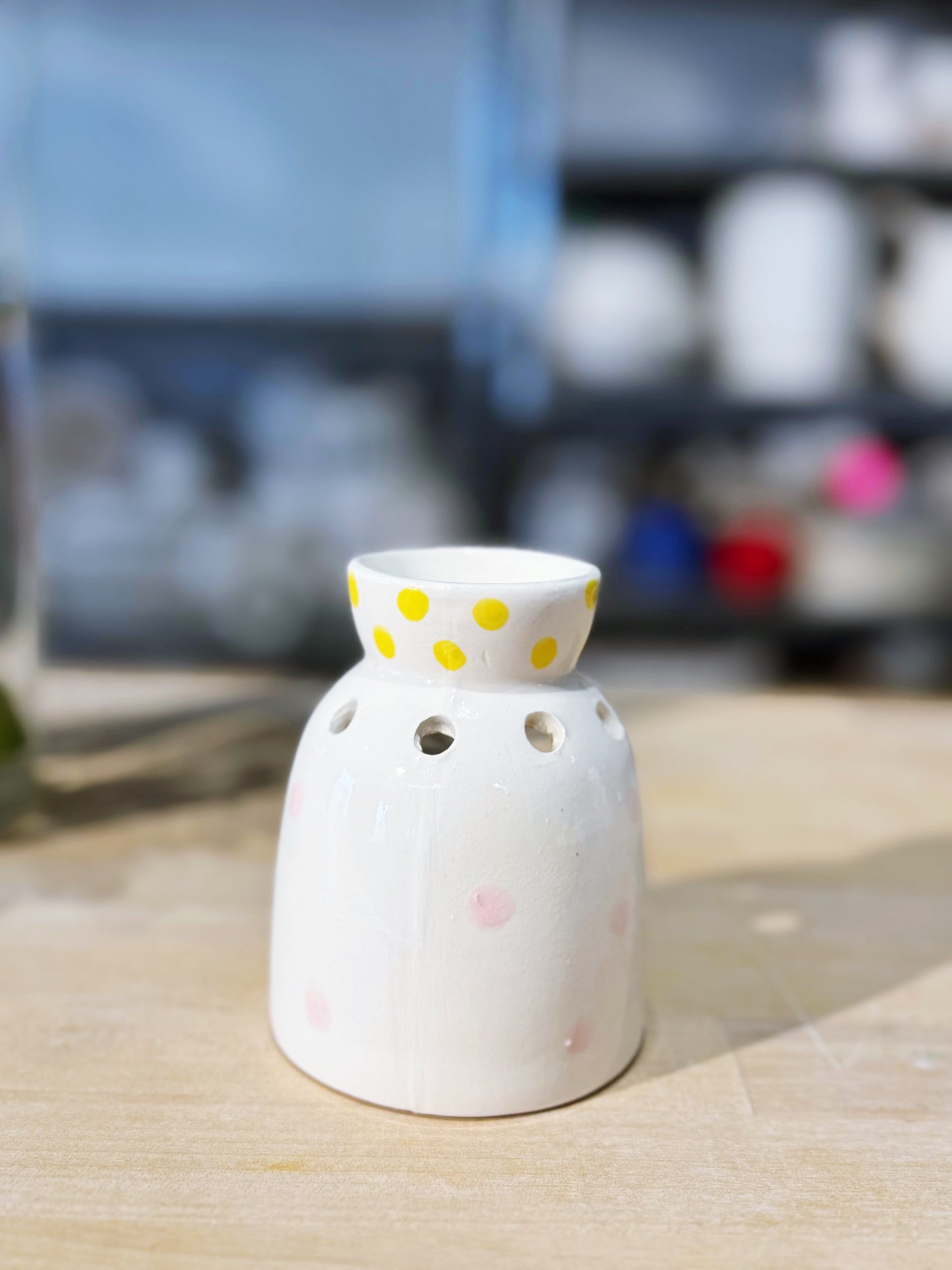 Pink & Yellow polka dot Oil burner