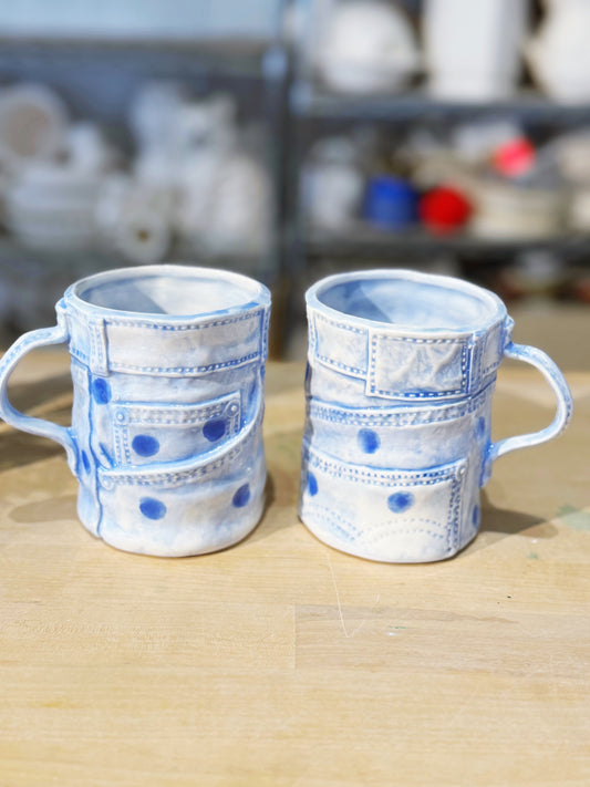 Polka dot Denim jean mug