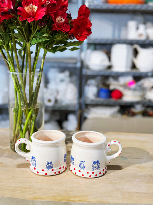 Owl polka dot mug