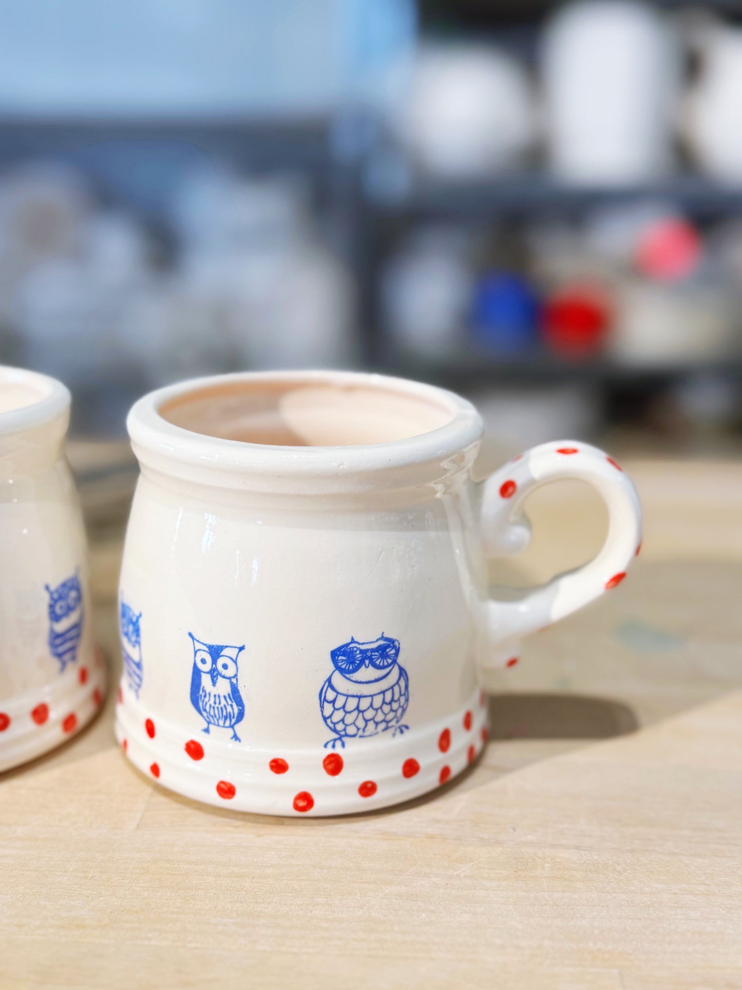 Owl polka dot mug