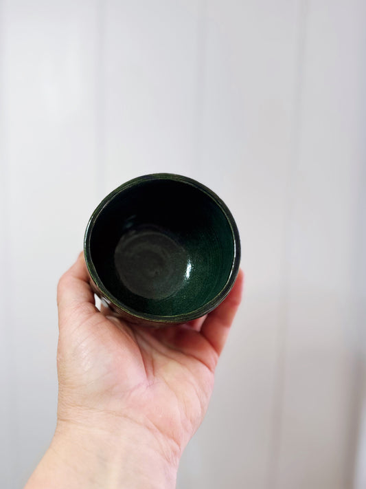 Faceted green coffee bowls