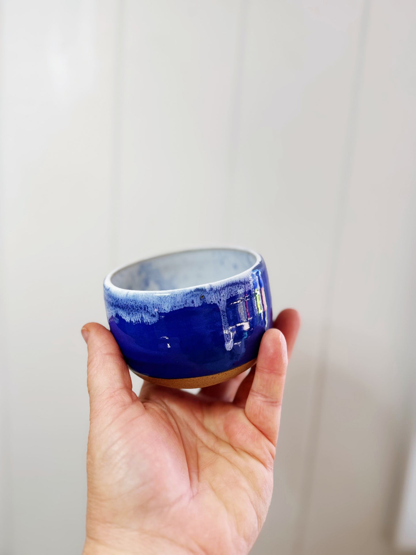 Blue speckled coffee bowl
