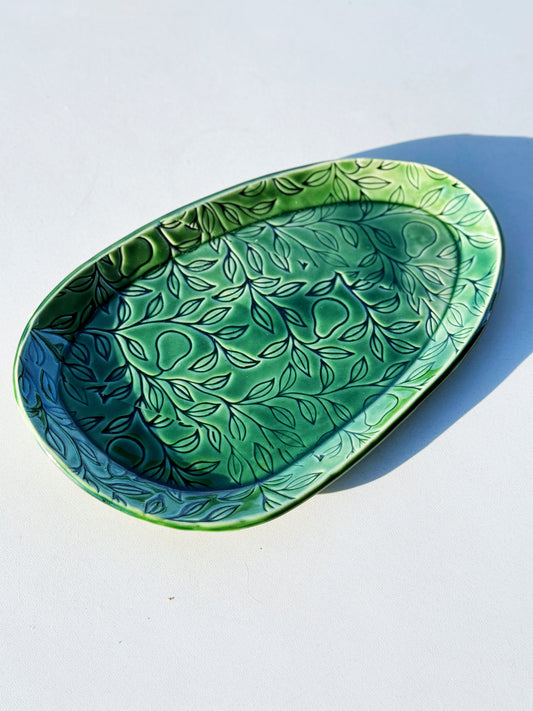 Pear print oblong serving dish