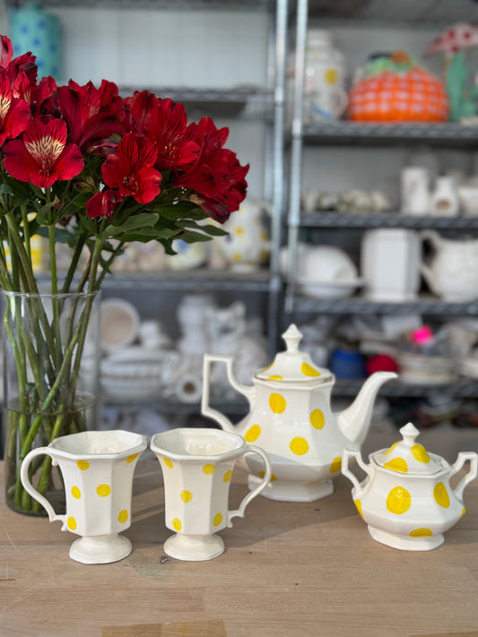 Yellow polka dot Tea set