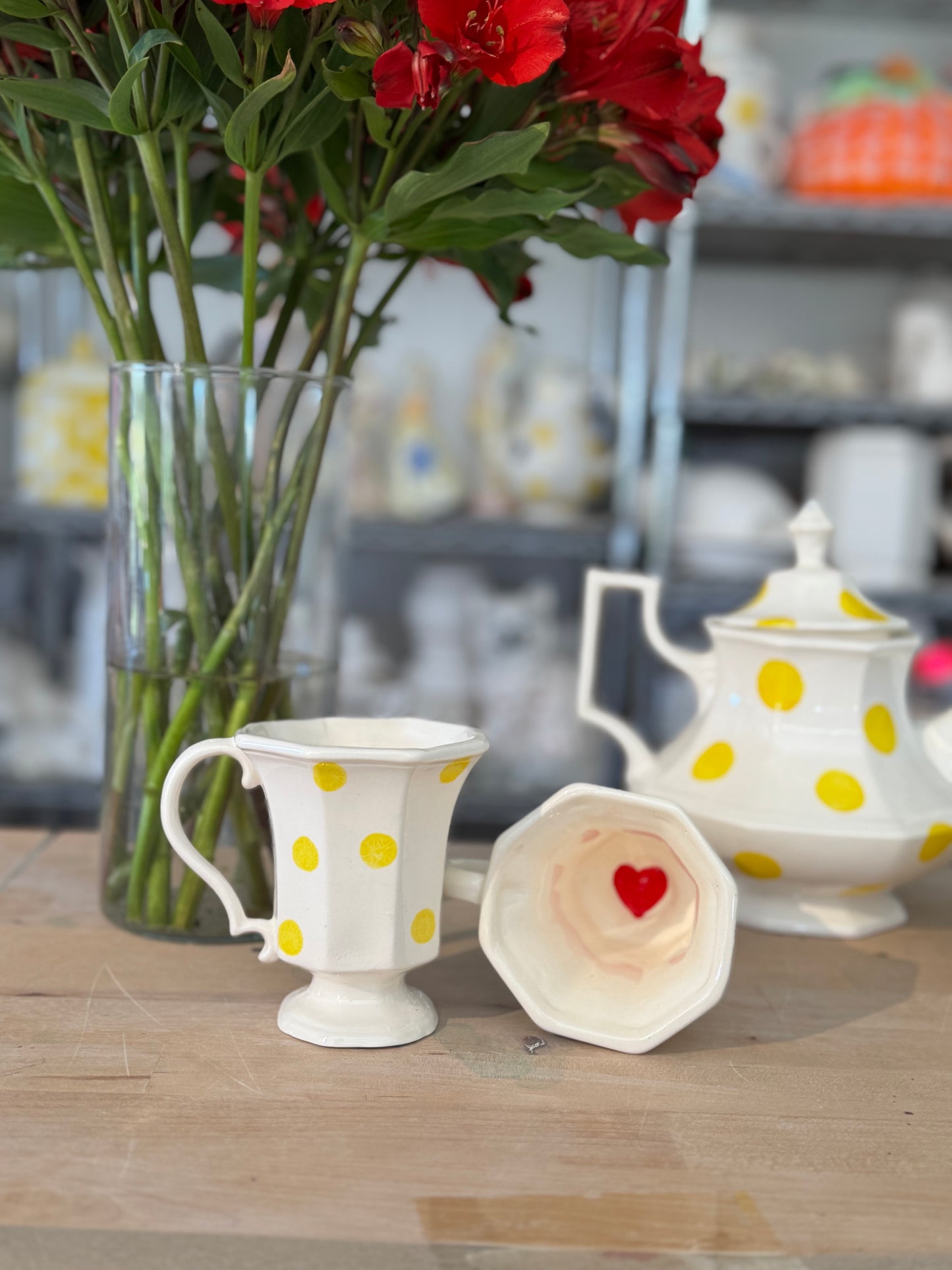 Yellow polka dot Tea set